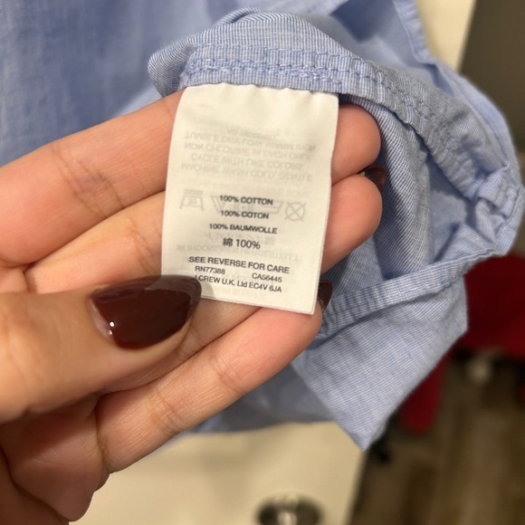 J. CREW Tipped Off The Shoulder Ruffle Blue Cotton Mini Dress XS - Picture 8 of 9